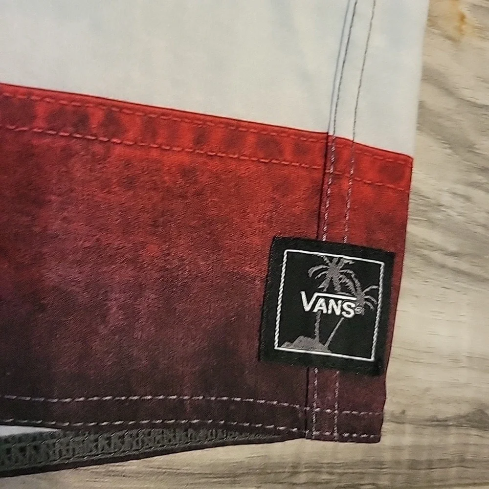 Vans Swim Trunks Youth 27 Red‎ White Blue Stars American Flag Patriotic Unlined